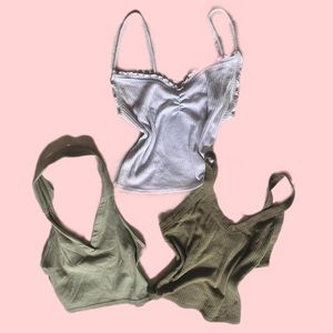 3 tank top bundle
Darn green, true white and light green with collar